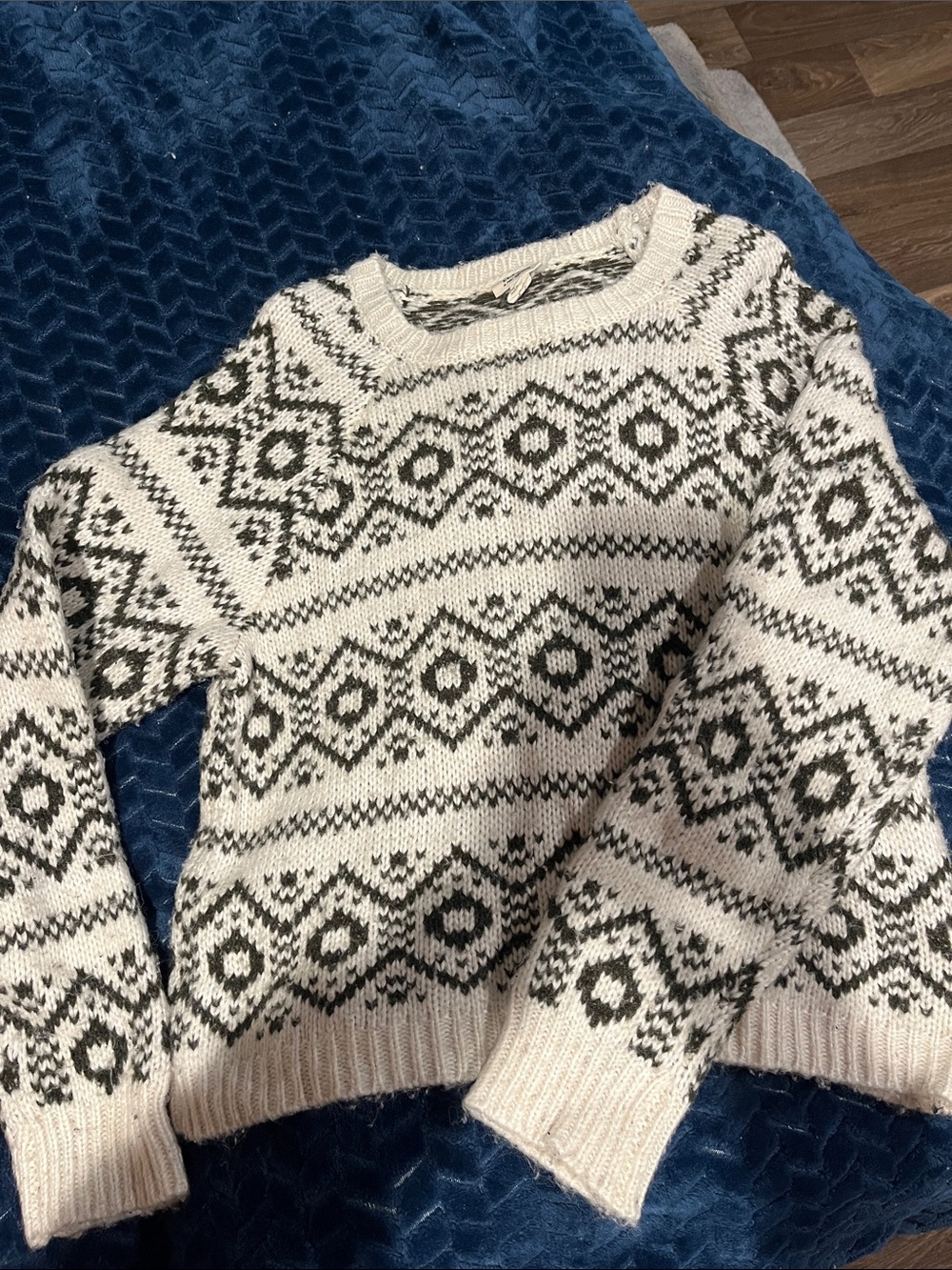 a.n.a Ivory and Black Nordic-Style Crewneck Sweater